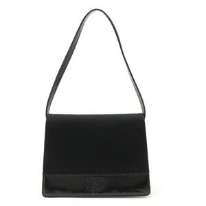 CHANEL Black Leather Coco Mark Shoulder Bag
